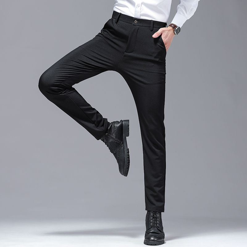 Men's fashionable elastic solid color trousers for leisure
