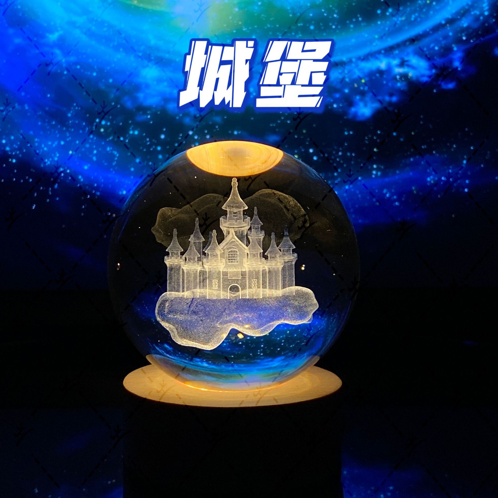 Luminoso ELK bola de cristal 3D tallada noche Luz de madera decoración de escritorio regalo para niñas regalo de cumpleaños al por mayor