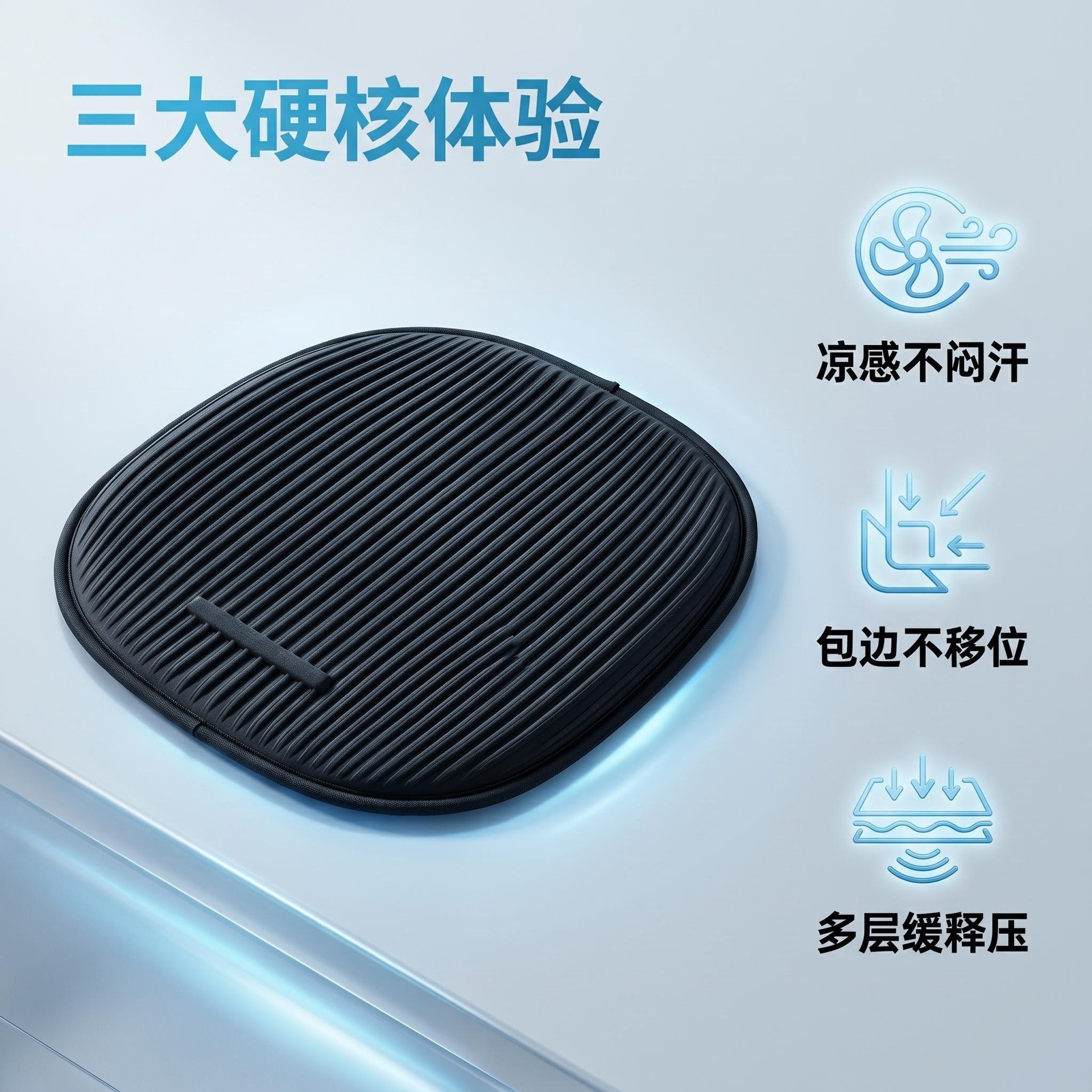 Summer Hydrogel Cooling Car Seat Cushion, Breathable and Non-Sweaty for Long Sitting, Suitable for Car and Office Use, Non-Slip Cooling Ice Pad