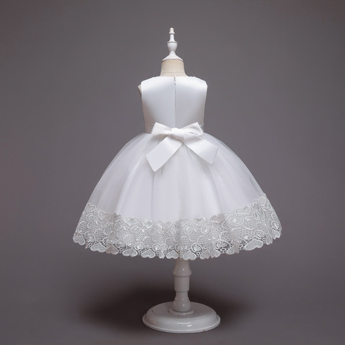  Spring Children's Formal Dress Princess Long Sleeve Piano Performance Dress Flower Girl Host Dress Birthday Stylish Formal Dress