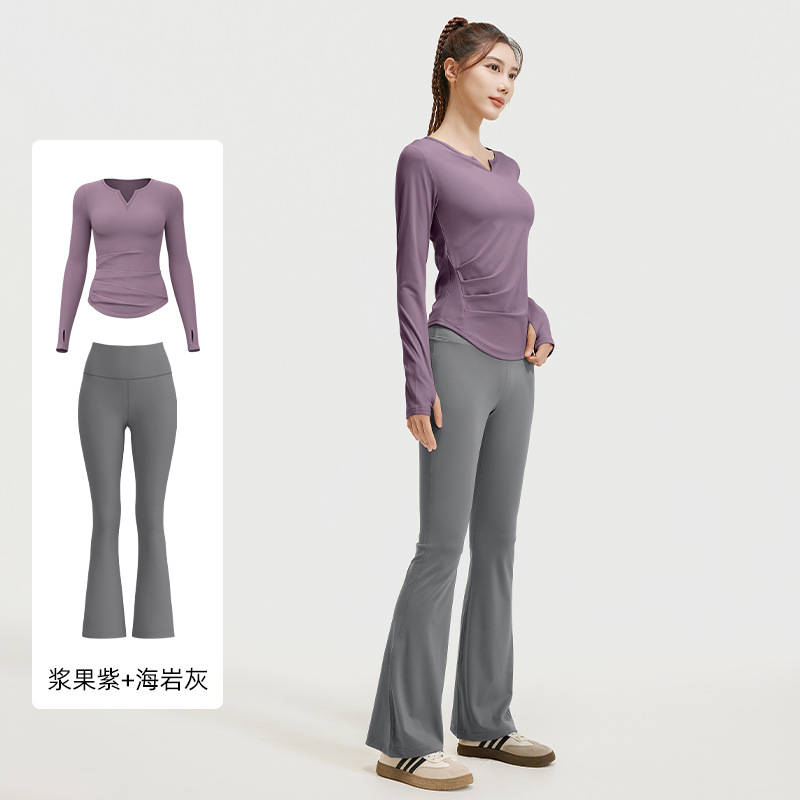 Juyitang traje de yoga con cuello en v de otoño