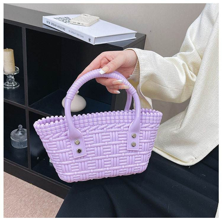 2025 New trendy and versatile crossbody mini vegetable basket jelly bag, fashionable hand-held woven bag, mini tote women's bag undefined