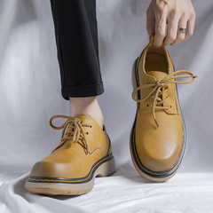 2022 New Spring/Summer Lightweight Yellow Chunky Boots for Men – Low-Profile Martin Style, 9323-R Workwear Leather Shoes