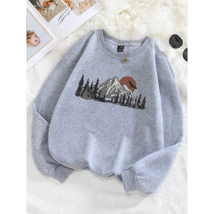 A 91835 Mountain Print Fleece Sweatshirt ɽ�y�ӽqŮ�l��