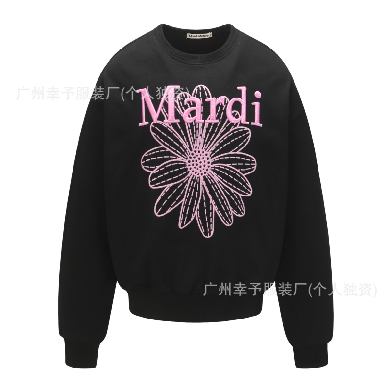 韩国Mardi卫衣赵露思同款小雏菊腊肠狗女秋冬刺绣印花套头圆领外|undefined