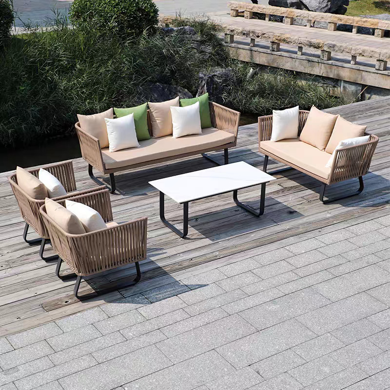 Sofá al aire libre patio terraza balcón combinación interior y exterior impermeable protección solar jardín de ocio al aire libre hotel silla villa