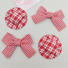 韩式格子布艺蝴蝶结迷你帽子饰品配件diy发饰材料玩偶玩具辅料