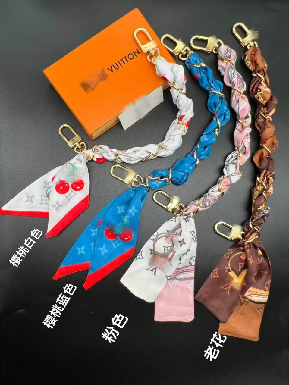 时尚复古名媛风百搭丝巾手提短链 春夏手提包带 包包配件手拎短链