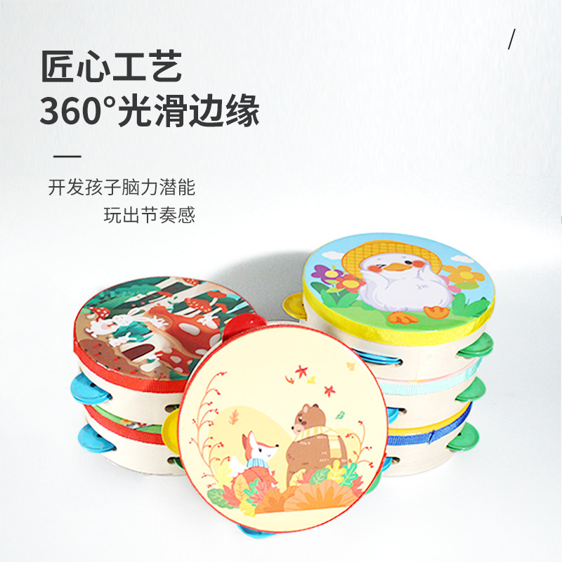 Instrumento de percusión Orff madera 15cm pandereta colorido infantil danza kindergarten maestro tambor mano