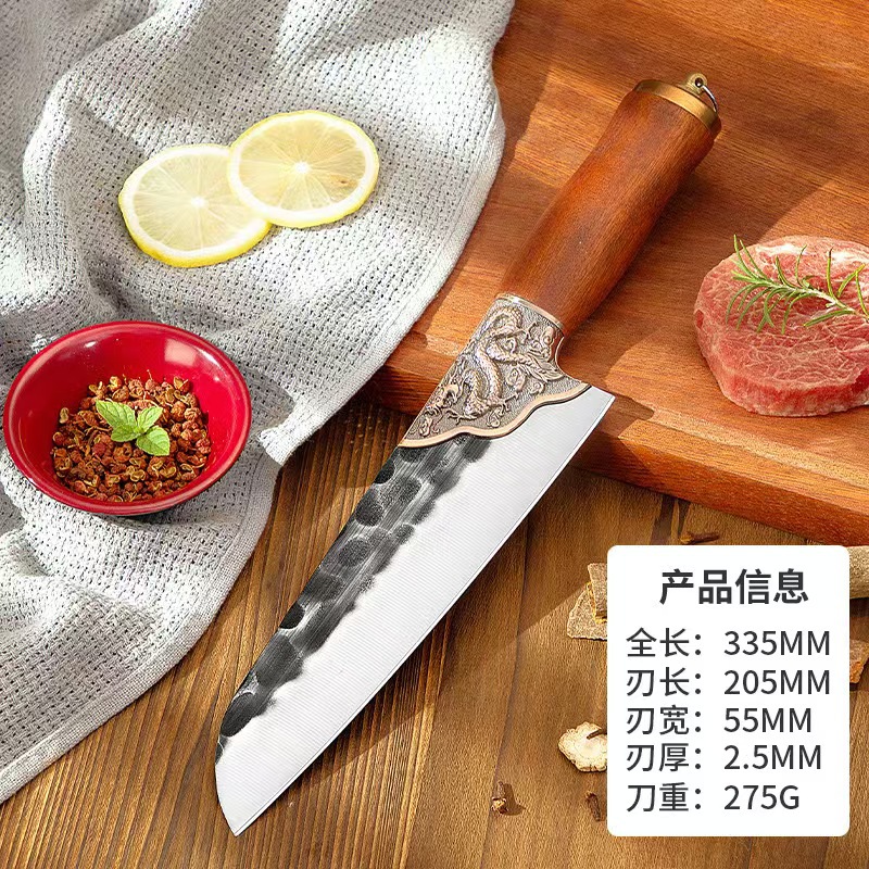 Longquan 복고풍 단조 요리사 칼(해머 패턴)