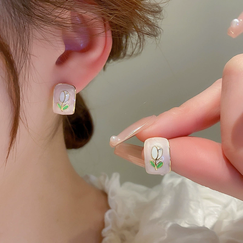 Серебряная игла из жемчуга, ретро модные серьги, цветочные, французский ретро стиль, оптовый