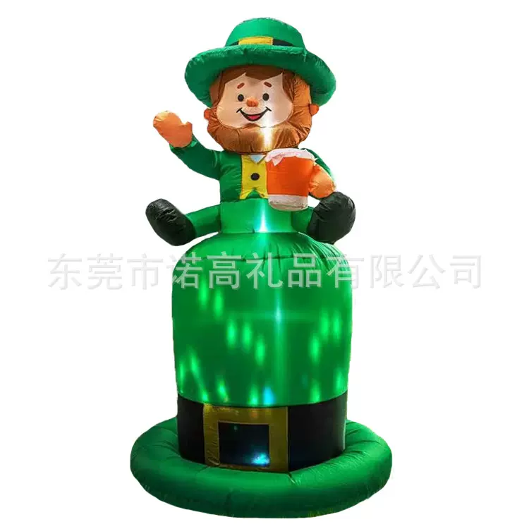 厂家直供圣帕特里克节气模 LED发光绿帽子老人圣帕节气氛布置道具