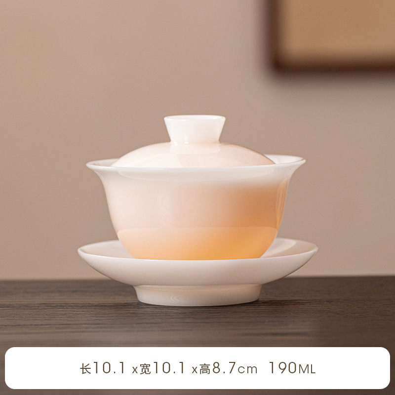 冰种璞玉瓷悬停盖碗茶杯白瓷三才茶碗套装家用茶具大号不烫手单个|undefined