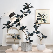 高级客厅假树橡皮树黑金刚绿植盆栽造景大型仿真植物落地装饰摆件