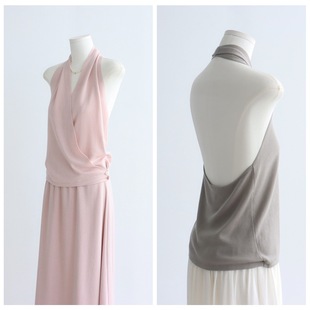 Halter Neck V-Neck Lyocell Tencel Camisole Summer Backless Top Sleeveless Tank Lazy Fashionable Lightweight Pullover