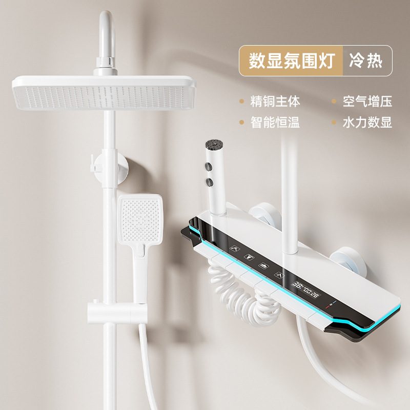 Baño cabeza de ducha traje al por mayor baño piano clave pantalla digital temperatura constante cobre sobrealimentado ducha de lluvia para hotel