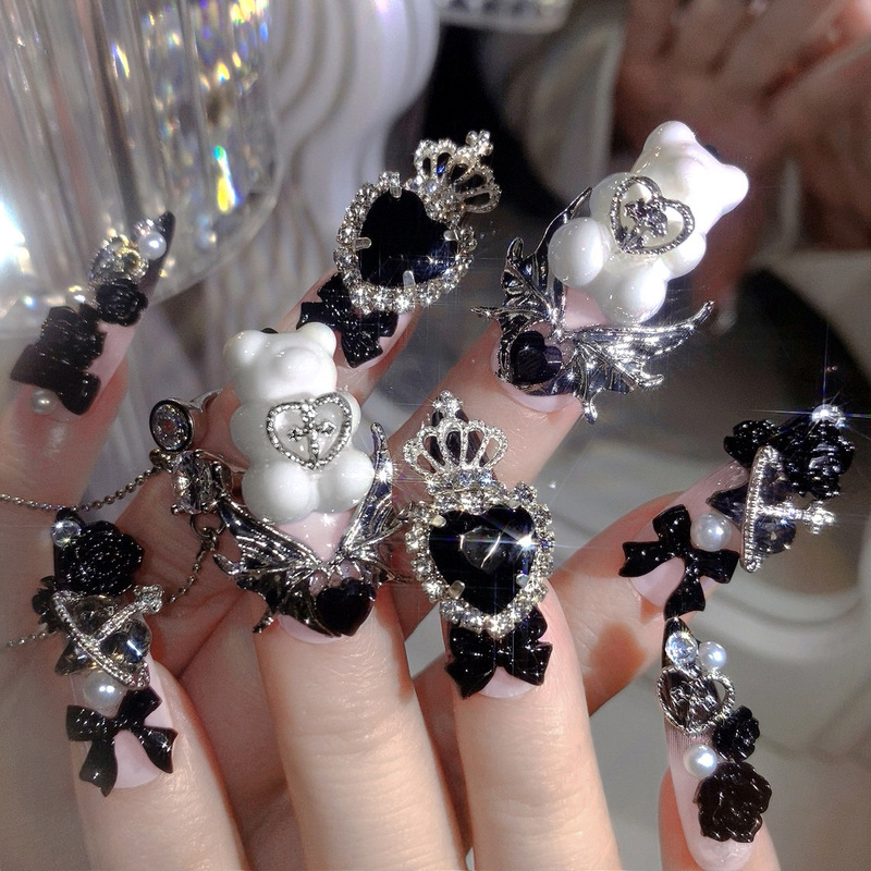 New heavy-duty wearable nails, finished lace-style gothic hot girl handmade fake nails, detachable patches E16 New heavy-duty wearable nails, finished lace-style gothic hot girl handmade fake nails, detachable patches E16
