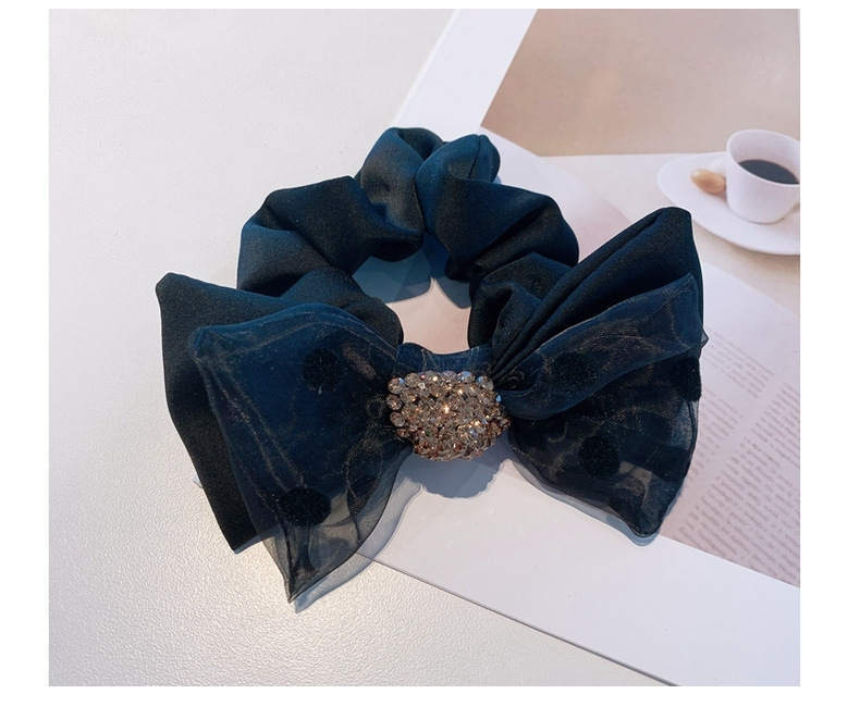 Scrunchies De Pelo Con Lazo Doble De Diamantes De Imitación De Lunares De Corea display picture 3