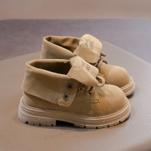 稚谷男女童圆头休闲低筒小皮靴2025春秋季新款儿童轻便防滑时装靴