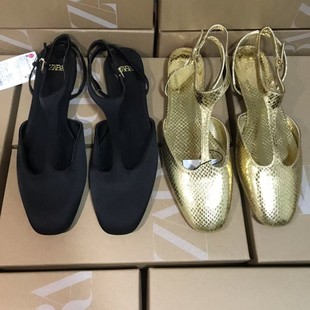 ZA New 2025 Summer Baotou Rear Trip Belt Flat European and American Fashion One-word Belt Half-tow Outer Wear Women's Sandals Women's Shoes