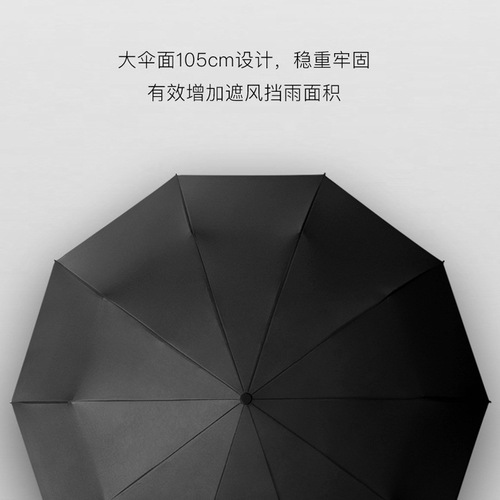 Solid wood umbrella, fully automatic, men's large size, double-person design, reinforced and thickened for wind resistance, with black-coated UV protection—perfect for sunny, rainy, or overcast days.