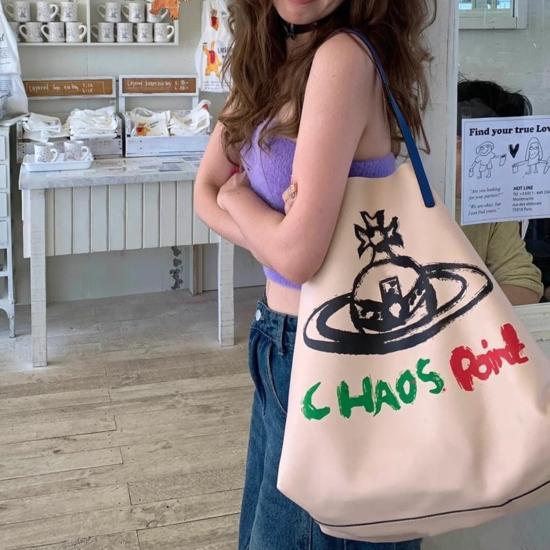 网红同款休闲百搭印花星球手提单肩包大容量托特包购物袋女包包潮|undefined