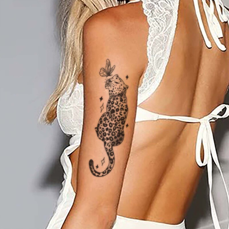 Cross-Border New Style Domineering Butterfly Star Leopard Tattoo Sticker Waterproof Long-Lasting Disposable Temporary Tattoo Sticker