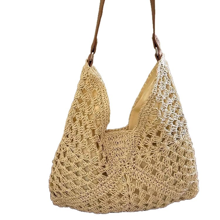 Large Capacity Woven Bag For Women 2025 Summer New Beach Vacation Straw Bag Fashion Shoulder Tote Bag - Thumbnail 5