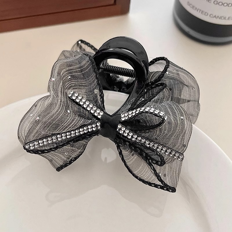 Escapar de la princesa cabeza negro de doble cara arco clip de otoño e invierno de las mujeres de la espalda Cabeza horquilla grande tiburón clip accesorios para el cabello