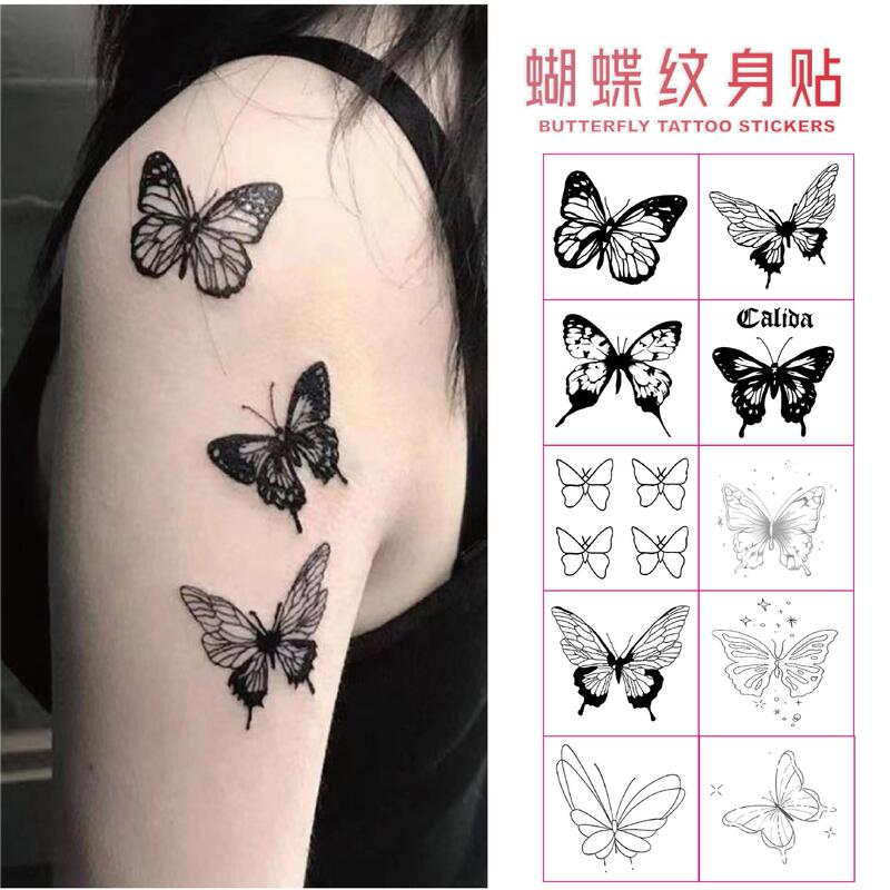 New tattoo stickers Dark Flower Butterfly cute girl ins fresh face stickers temporary party cross-border Amazon