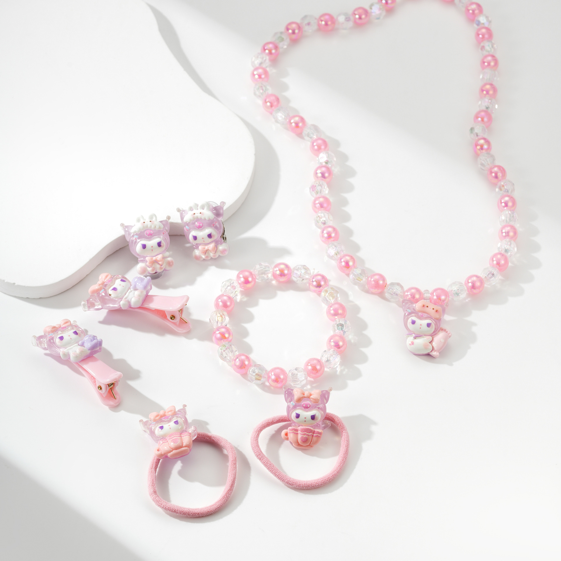 Conjunto de collares para niños transfronterizos, joyas de cuentas para chicas, lindos collares de dibujos animados, joyas para bebés para niñas, 6 piezas