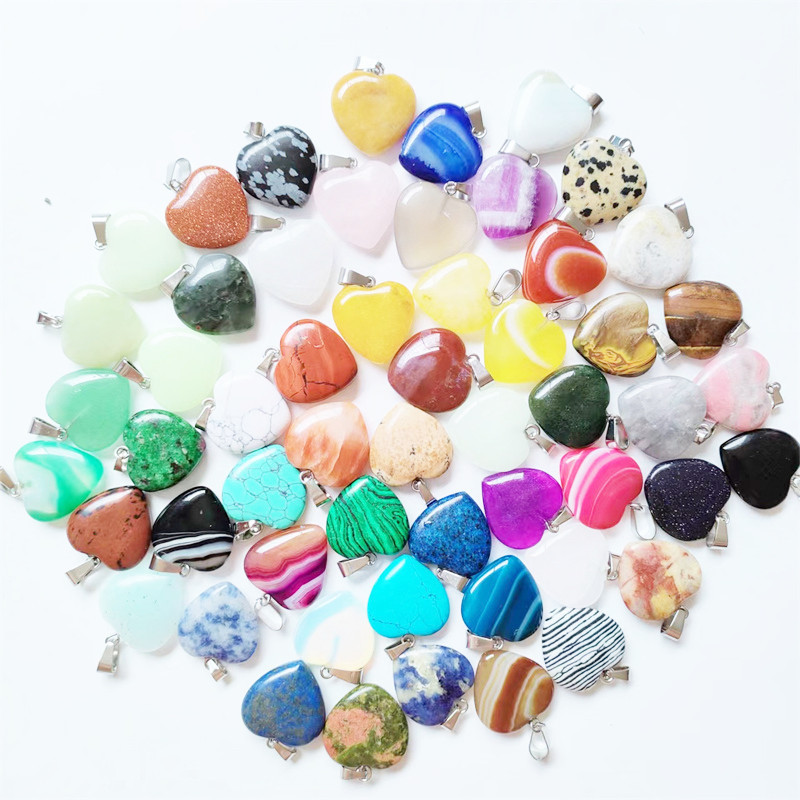 Cruz-frontera piedra natural amor colgante 20mm cristal Ágata en forma de corazón colgante melocotón corazón COLLAR COLGANTE accesorios de la joyería