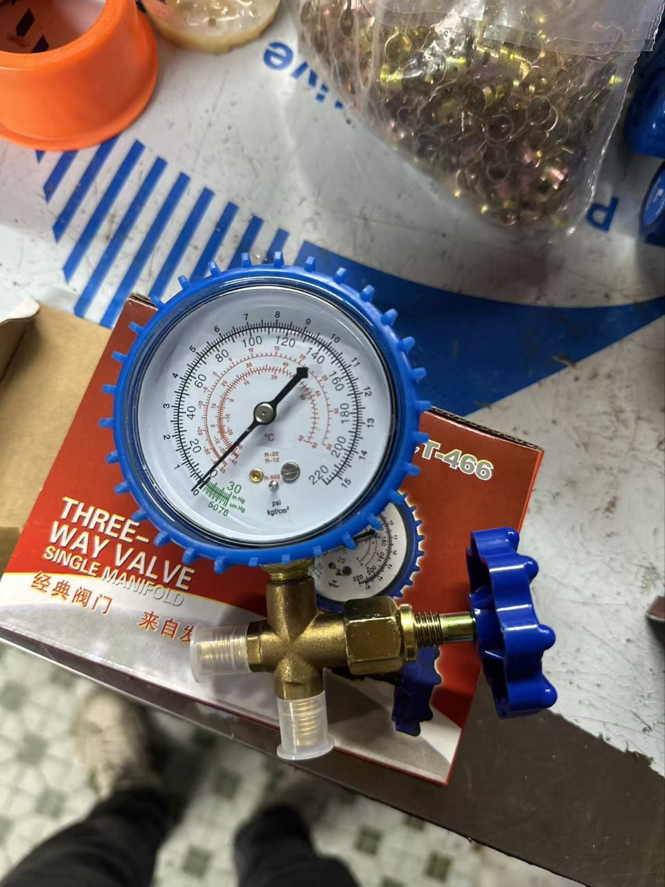 高低压单表阀汽车家用空调加氟工具 雪种压力表466耐压防爆冷媒表