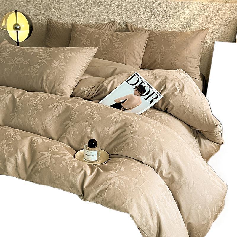 Luxury 100% Cotton Sateen Jacquard Four Piece Bedding Sheet Set_voghion.com