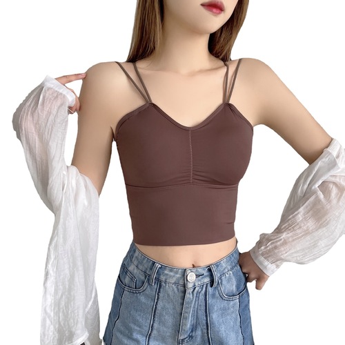  spring and summer new ice silk beautiful back sling, French style with breast pads for hot girls to wear outside and wrap around their breasts and wear tube top bras inside