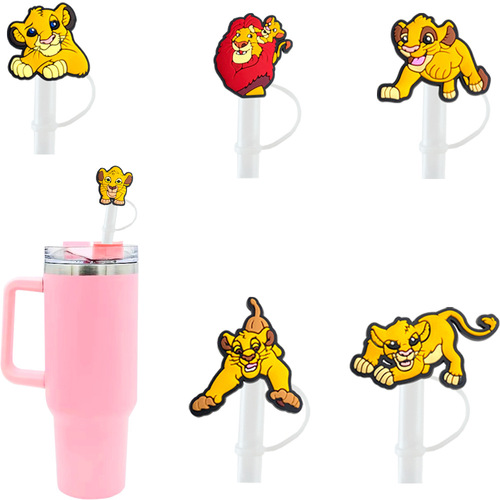 8/10mm Cute Cartoon Lion King 15 Styles Straw Cap Straw Plug Dustproof Cap Cartoon Straw Accessory Dust Cover