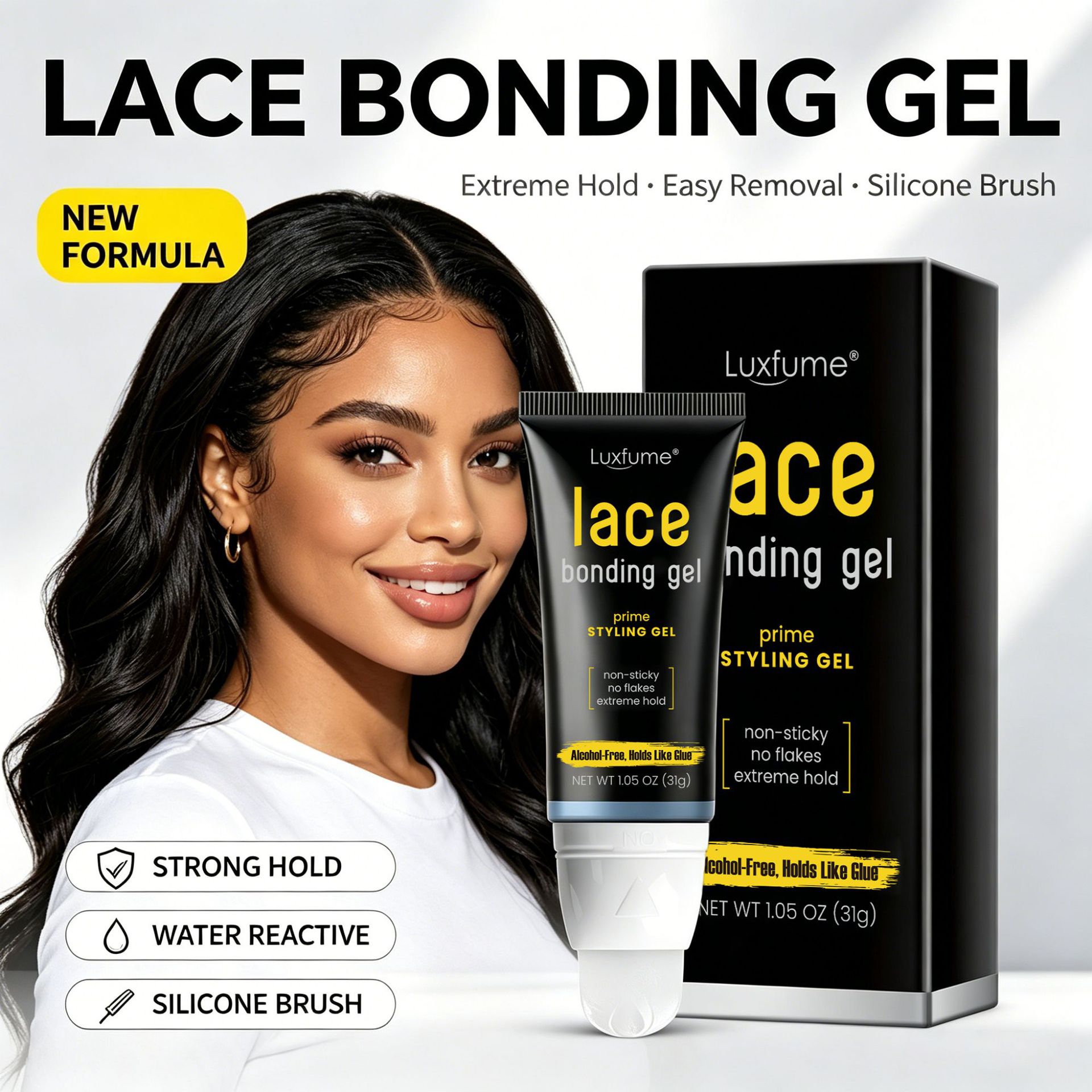 Lace Bonding Gel Lace Glue Gel with Fast-Drying and Easy-To-Remove Adhesive for Wigs 31g