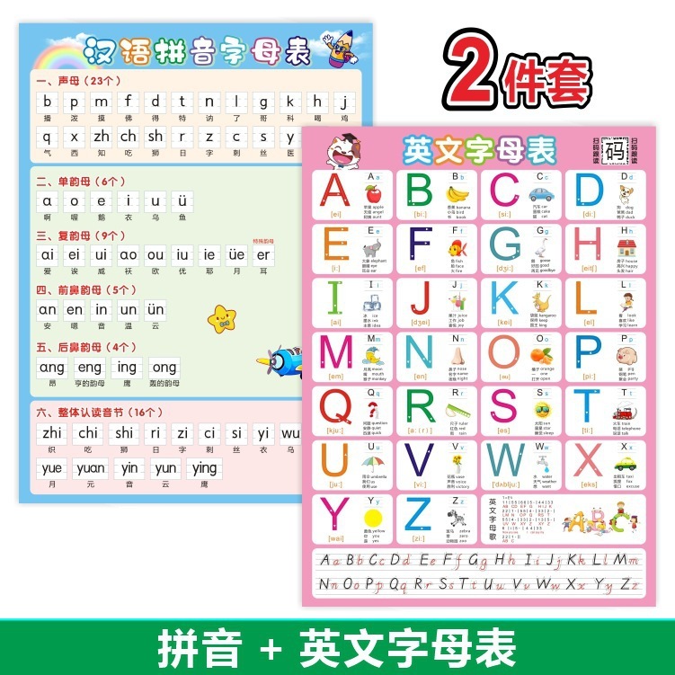 中国語ピンインアルファベットウォールステッカー母音と子音26文字全体認識音節スペル表ウォールチャート卸売|undefined
