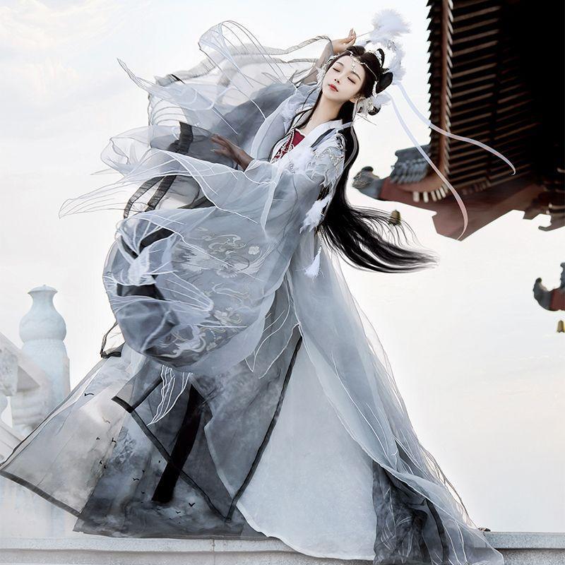 Hanxuオリジナル漢服魏晋風腰丈カップルCP【鶴鳴九宵】男女同型武侠キャットウォークモデル|undefined