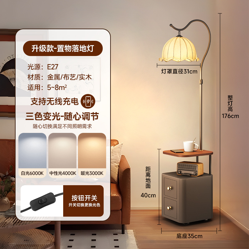 월넛 데스크탑 - 블랙 캐비닛 - 무선 충전 - 3색 디밍, 풀 스펙트럼 눈 보호 소스