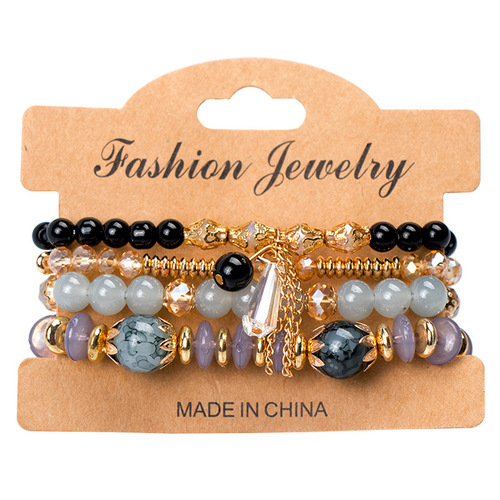 Cross-border best-selling Bohemian multi-layer crystal temperament bracelet exotic style set jewelry for women fashionable accessories