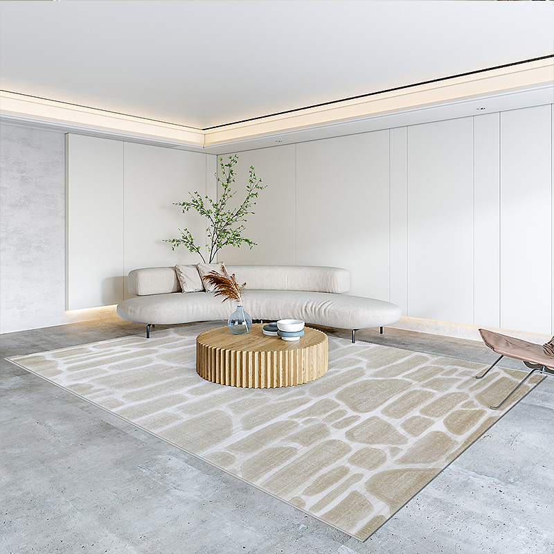 Alfombra sala de estar resistente a la suciedad fácil de cuidar sensación de alta calidad moderna simple crema gruesa hotel tejido impermeable geometría