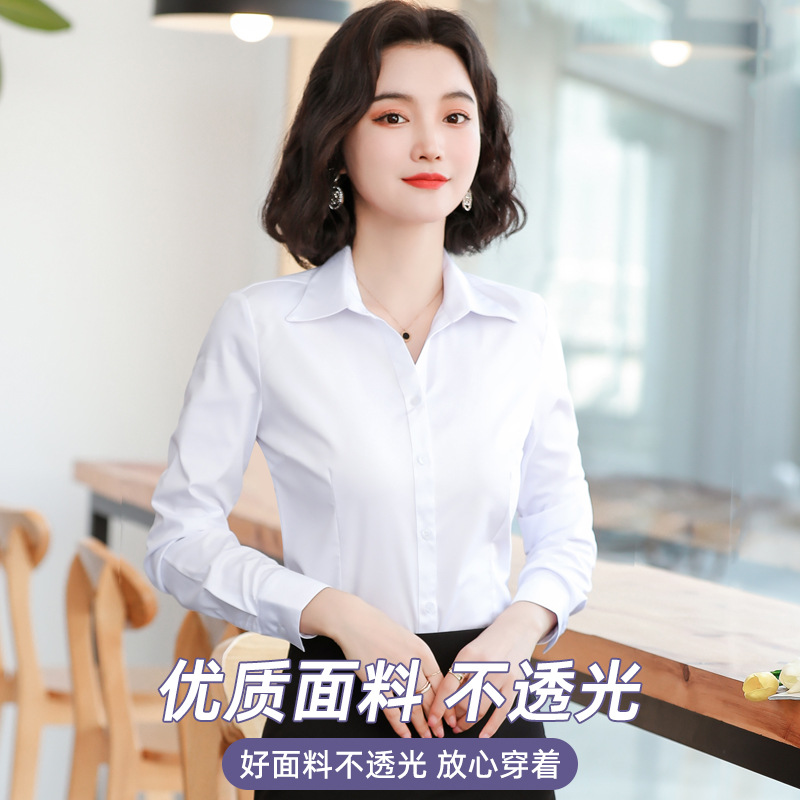 Blue Shirt Women's 2024 New Twill Long-sleeved Work Clothes Professional Shirt Business Workwear Elegant Commuter Fora