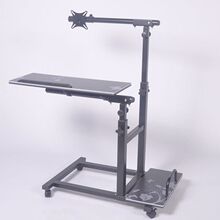 移动站立式办公台式电脑桌多功能支架可升降置地床上笔记本工作台