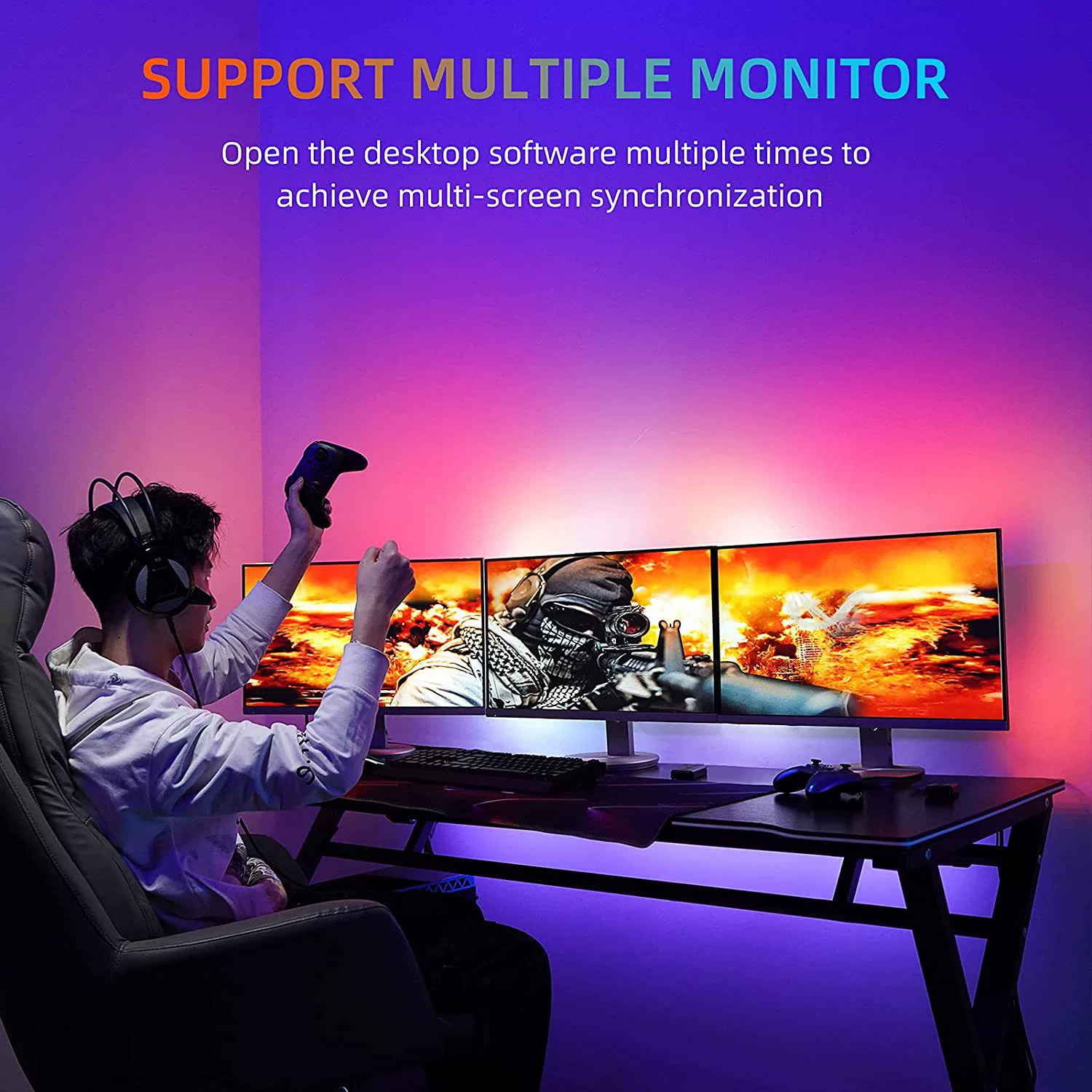 HDMI эффект Та же сцена передает компьютерную атмосферу свет игровой свет цвет лайт цвет лампа фоновый экран свет синхронизация