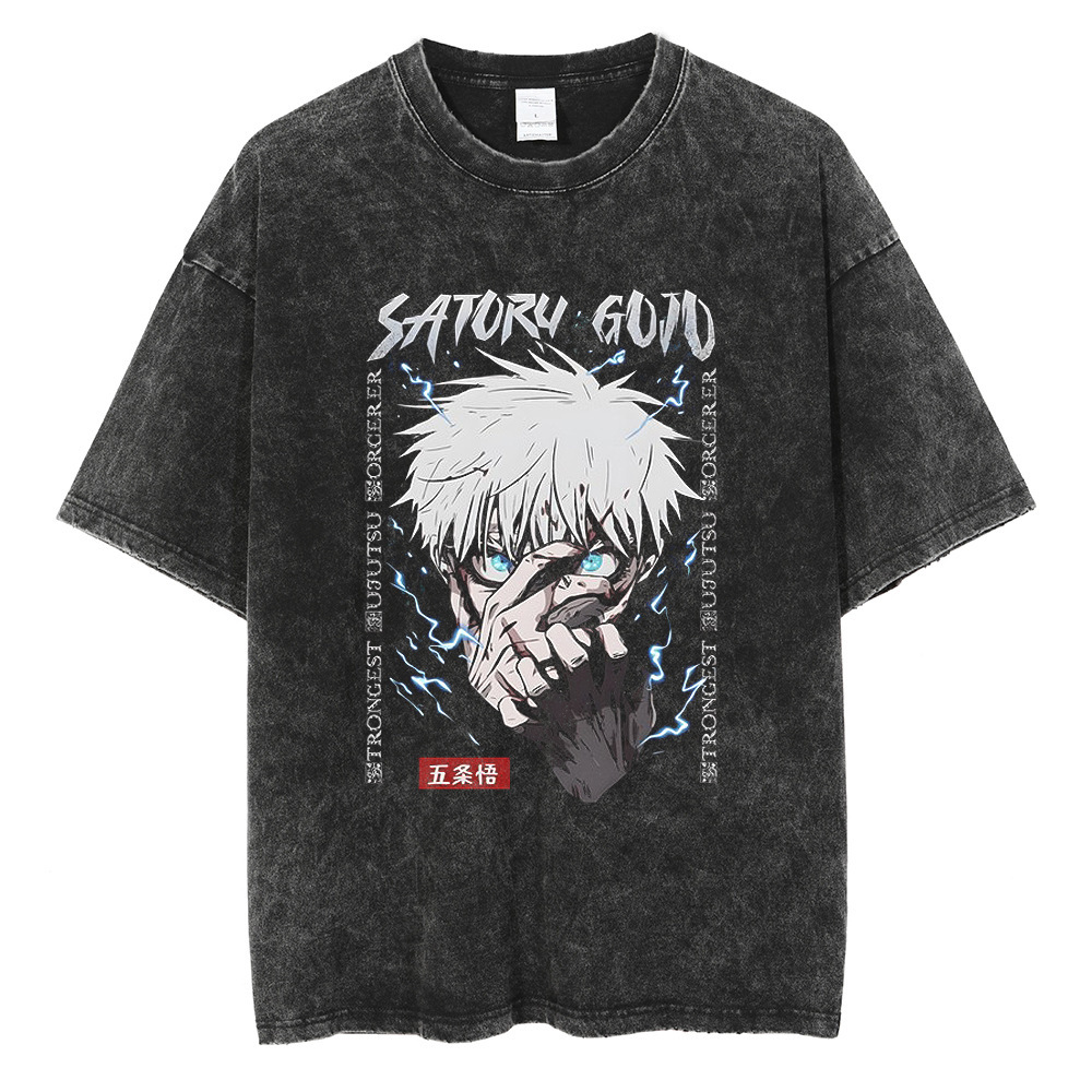 Streetwear Men Vintage T-Shirt Anime Graphic Print TShirt Wa