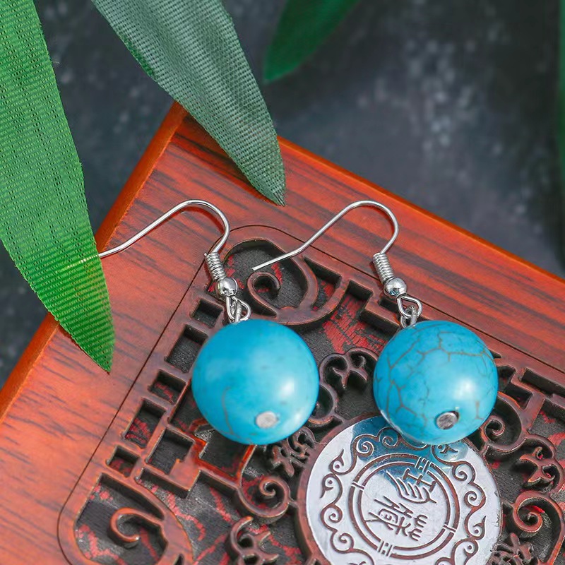 1 Pair Casual Simple Style Geometric Plating Turquoise Earrings display picture 5