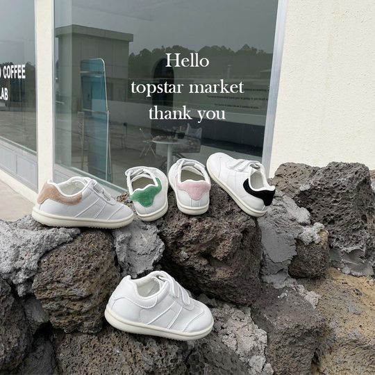 topstar spring new South Korea children's small white shoes velcro board shoes boys soft bottom women's shoes 1619