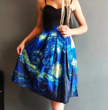 2023亚马逊爆款梵高星空数码印花半身裙欧美气质裙子批发