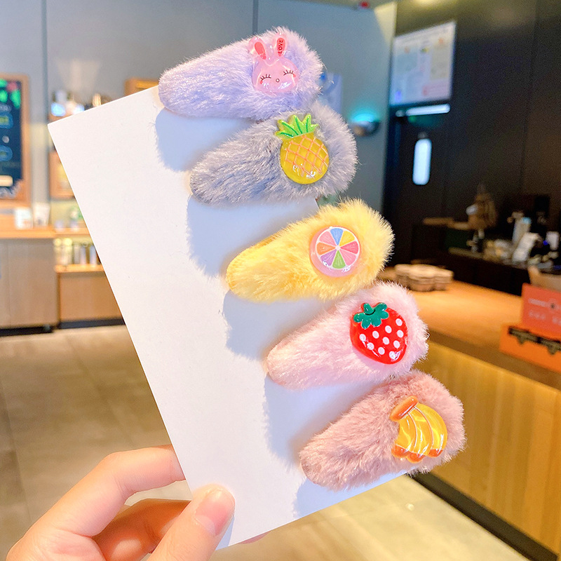 Otoño e Invierno de los niños de felpa horquilla accesorios para el cabello clip de bebé pelo roto BB clip lindo lana horquilla niña princesa accesorios para el cabello